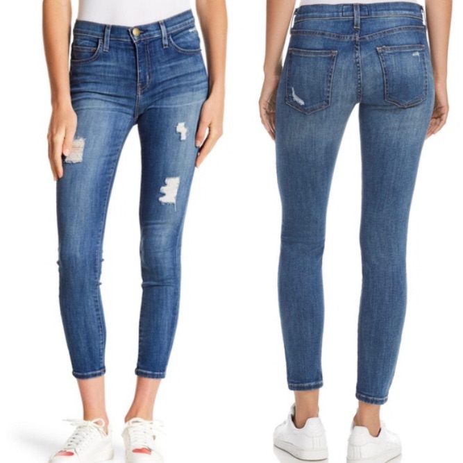 Current Elliott High Waist Stiletto Destroyed Skinny Jeans 30